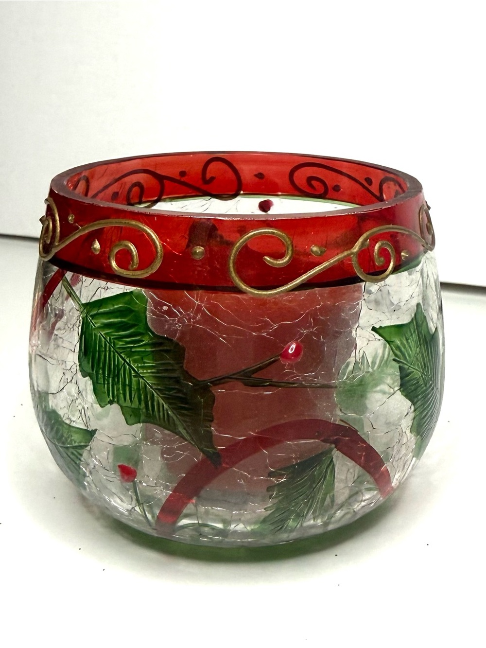Yankee Candle Red and Green Holiday Glass Votive Holder